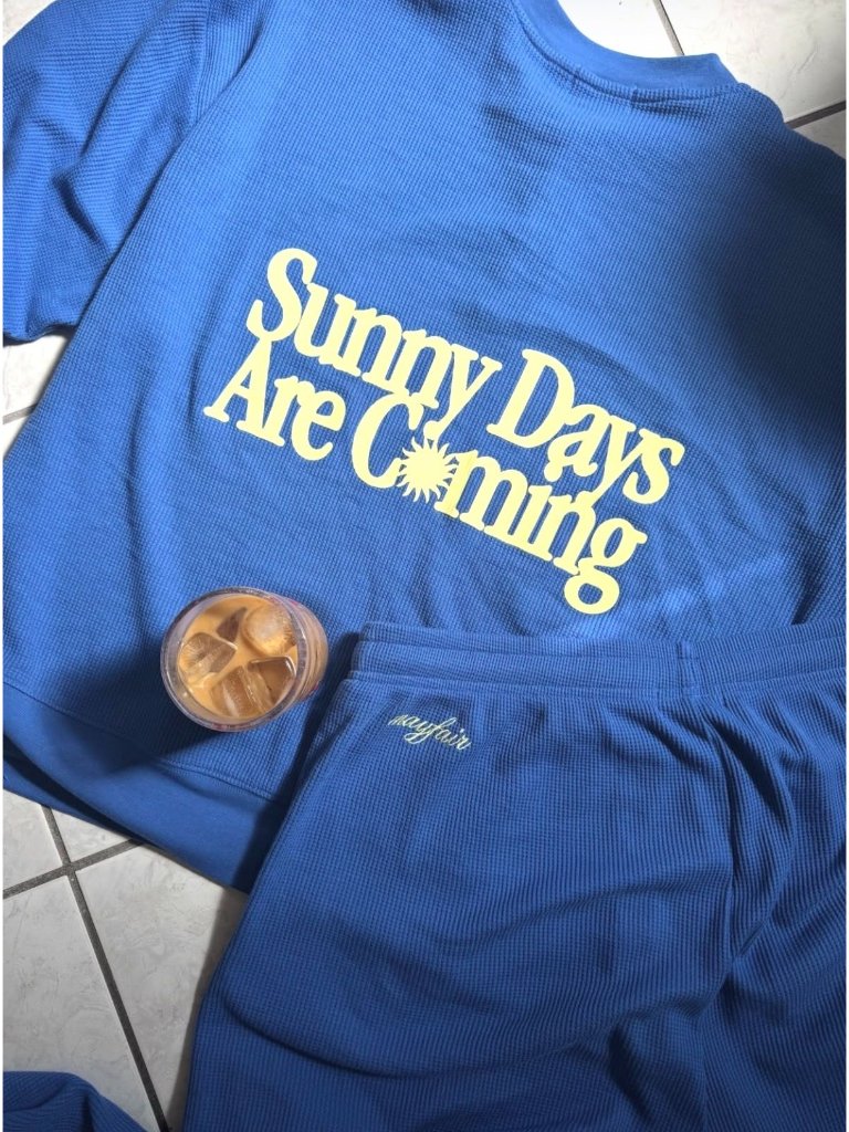 The Mayfair Group Sunny Days Are Coming Henley Sweatshirt Blue Size Small/Medium — image 3 of 8